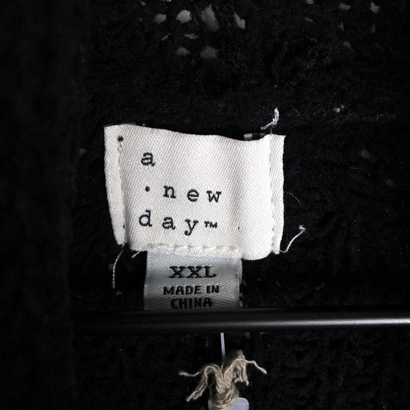 A NEW DAY Cardigan Sweater Solid Black Minimalist Capsule Wardrobe Size XXL NWT - Picture 7 of 11